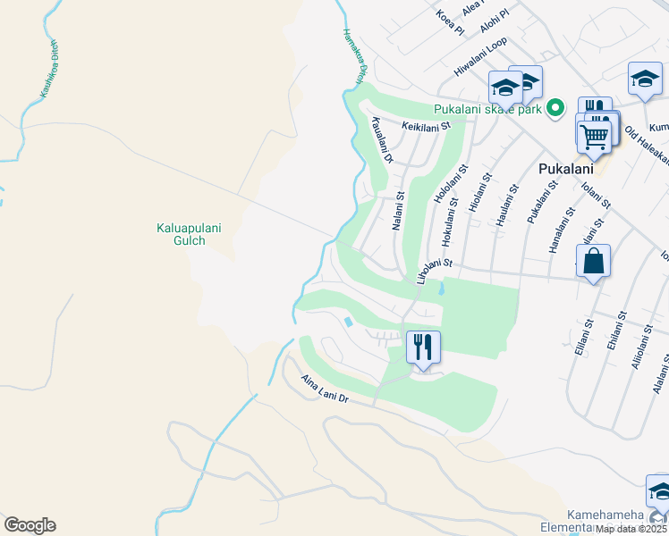 map of restaurants, bars, coffee shops, grocery stores, and more near 2709 Ililani Way in Makawao
