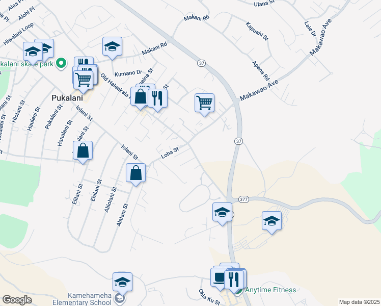 map of restaurants, bars, coffee shops, grocery stores, and more near 3500 Old Haleakala Highway in Makawao