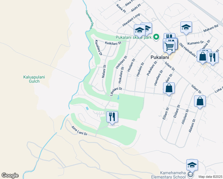 map of restaurants, bars, coffee shops, grocery stores, and more near 2861 Liholani Street in Makawao
