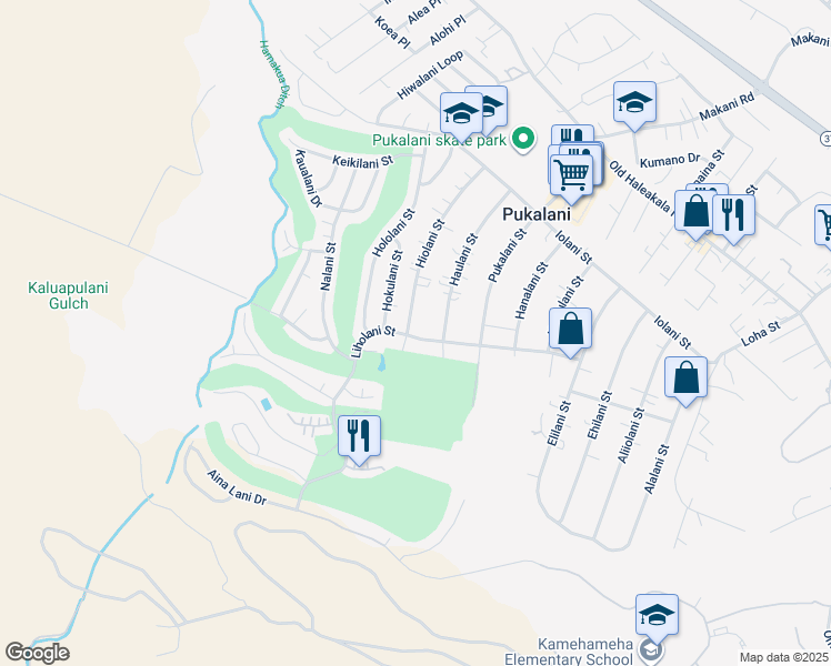 map of restaurants, bars, coffee shops, grocery stores, and more near 3041 Liholani Street in Makawao