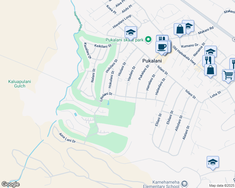 map of restaurants, bars, coffee shops, grocery stores, and more near 3041 Liholani Street in Makawao