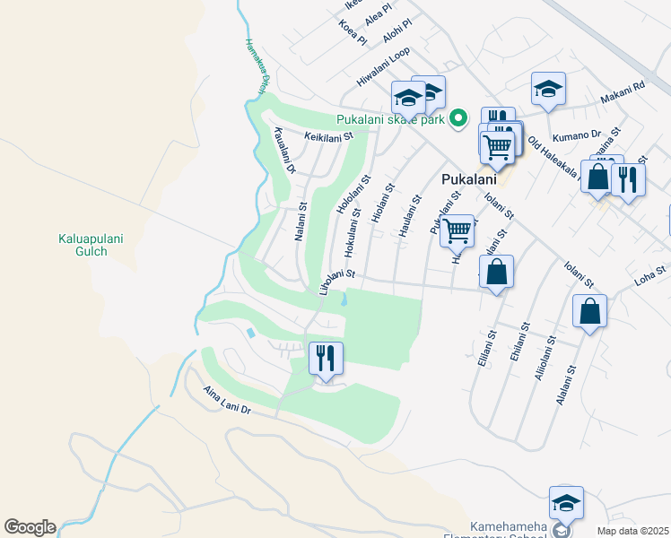 map of restaurants, bars, coffee shops, grocery stores, and more near 2881 Liholani Street in Makawao