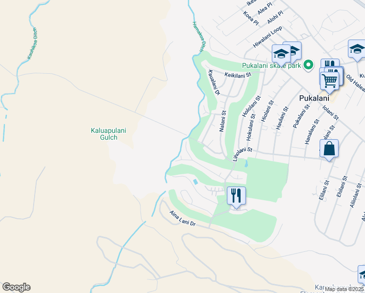 map of restaurants, bars, coffee shops, grocery stores, and more near 2688 Ililani Way in Makawao