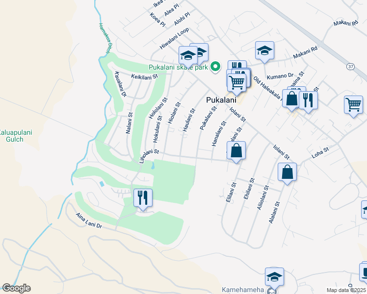 map of restaurants, bars, coffee shops, grocery stores, and more near 327 Haulani Street in Makawao
