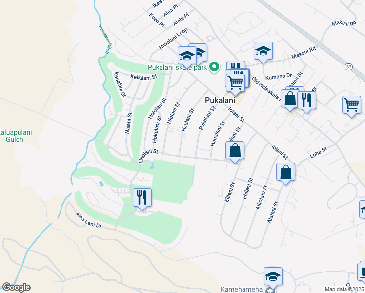 map of restaurants, bars, coffee shops, grocery stores, and more near 327 Haulani Street in Makawao