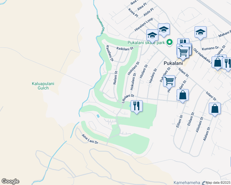 map of restaurants, bars, coffee shops, grocery stores, and more near 341 Nalani Street in Makawao