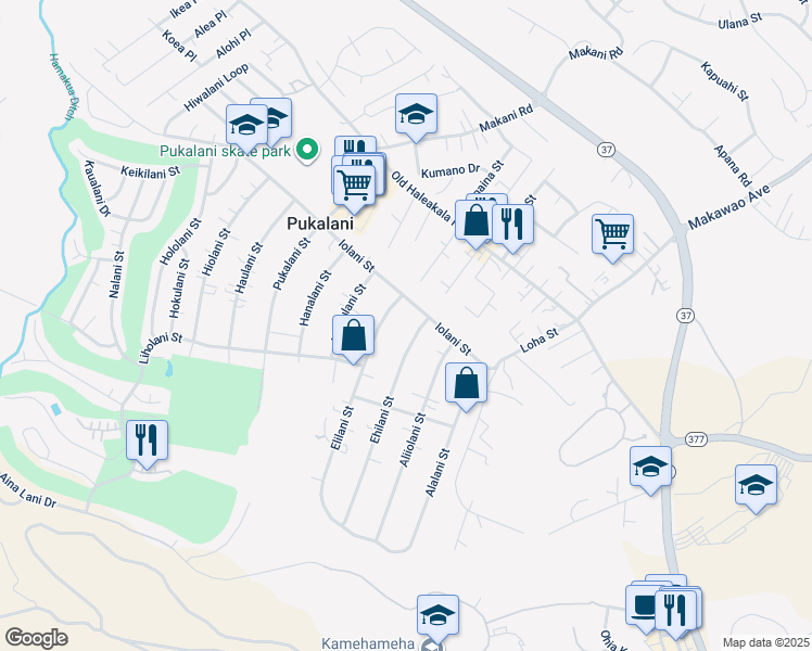 map of restaurants, bars, coffee shops, grocery stores, and more near 148 Ehilani Street in Makawao