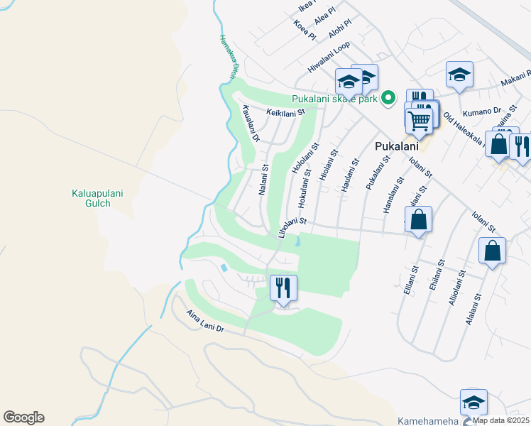 map of restaurants, bars, coffee shops, grocery stores, and more near 341 Nalani Street in Makawao