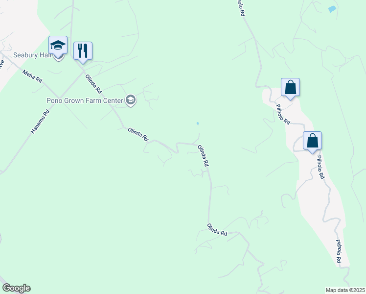 map of restaurants, bars, coffee shops, grocery stores, and more near 960 Olinda Road in Makawao