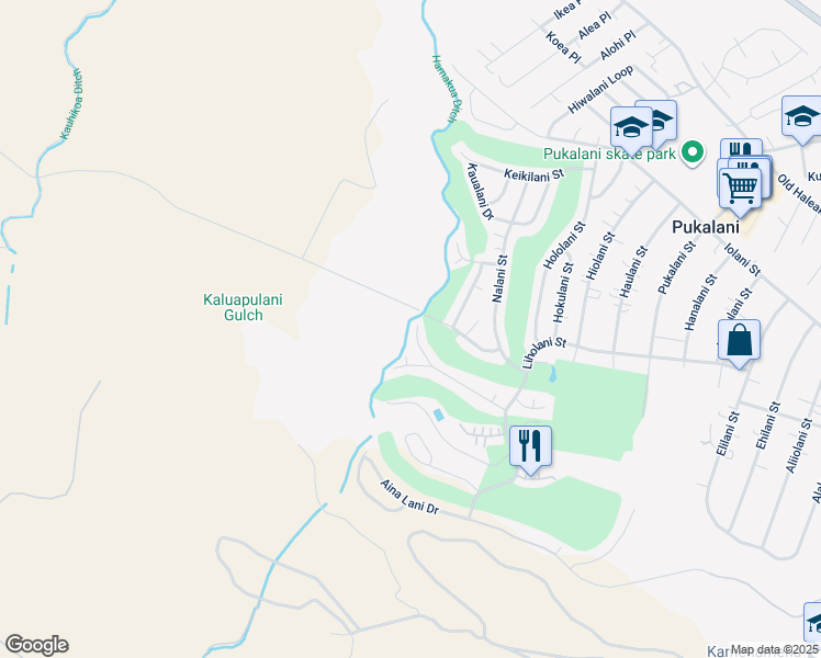 map of restaurants, bars, coffee shops, grocery stores, and more near 2680 Ililani Way in Makawao