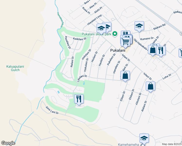 map of restaurants, bars, coffee shops, grocery stores, and more near 363 Hiolani Street in Makawao