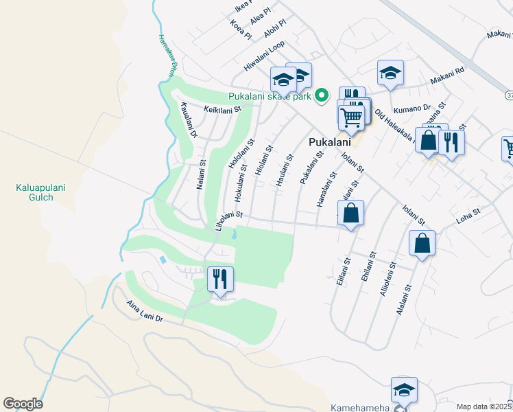 map of restaurants, bars, coffee shops, grocery stores, and more near 363 Hiolani Street in Makawao