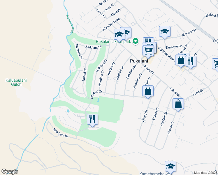 map of restaurants, bars, coffee shops, grocery stores, and more near 363 Hiolani Street in Makawao
