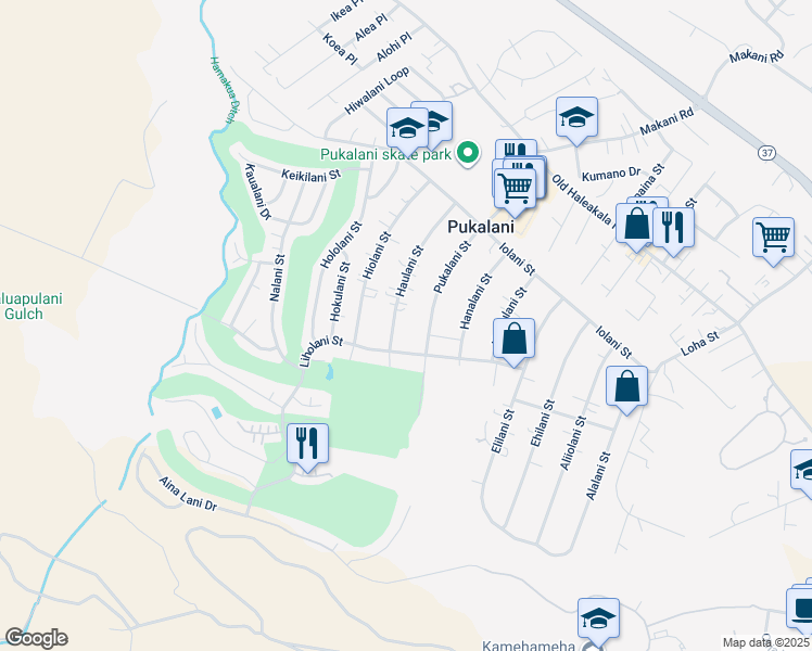 map of restaurants, bars, coffee shops, grocery stores, and more near 317 Haulani Street in Makawao