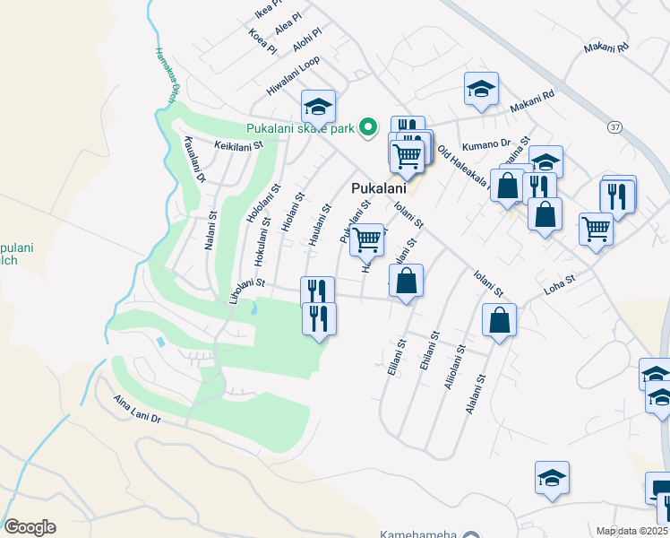 map of restaurants, bars, coffee shops, grocery stores, and more near 262 Lei Ohu Circle in Makawao