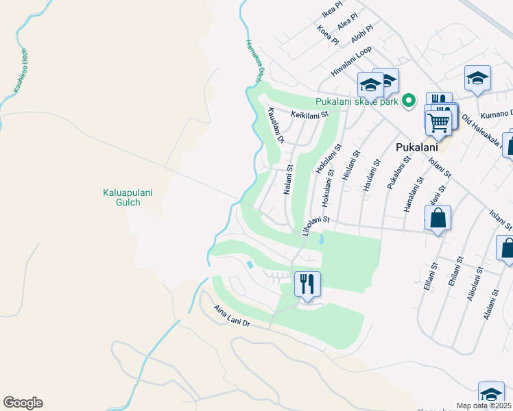 map of restaurants, bars, coffee shops, grocery stores, and more near 350 Liliuokalani Street in Makawao