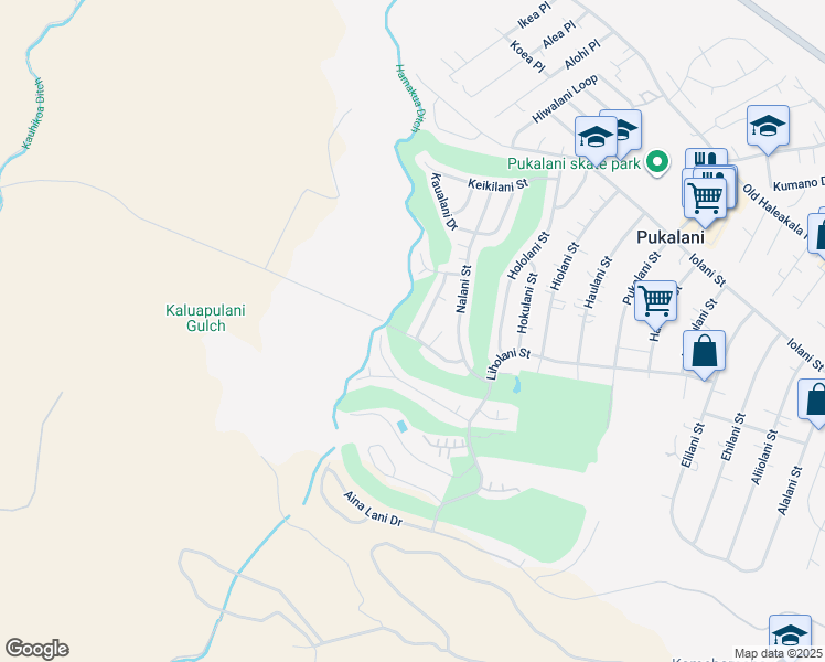map of restaurants, bars, coffee shops, grocery stores, and more near 350 Liliuokalani Street in Makawao