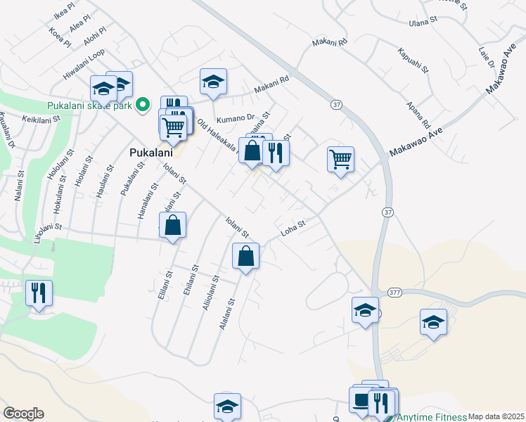 map of restaurants, bars, coffee shops, grocery stores, and more near 91A Healani Place in Makawao