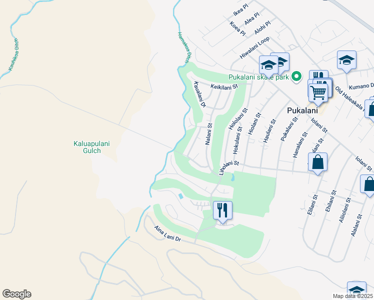 map of restaurants, bars, coffee shops, grocery stores, and more near 340 Liliuokalani Street in Makawao