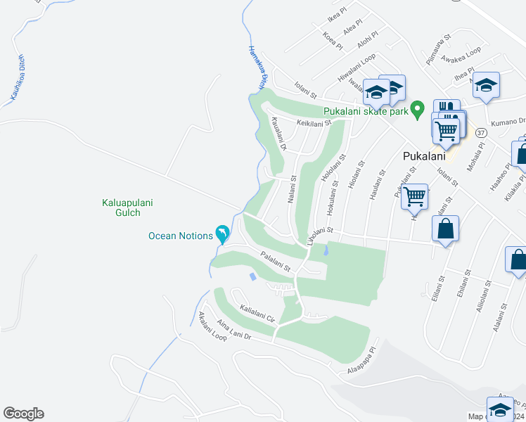 map of restaurants, bars, coffee shops, grocery stores, and more near 340 Liliuokalani Street in Makawao