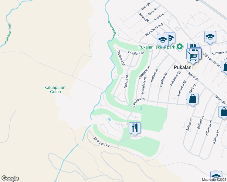 map of restaurants, bars, coffee shops, grocery stores, and more near 340 Liliuokalani Street in Makawao