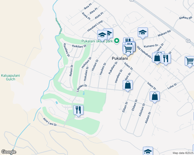 map of restaurants, bars, coffee shops, grocery stores, and more near 296 Haulani Street in Makawao