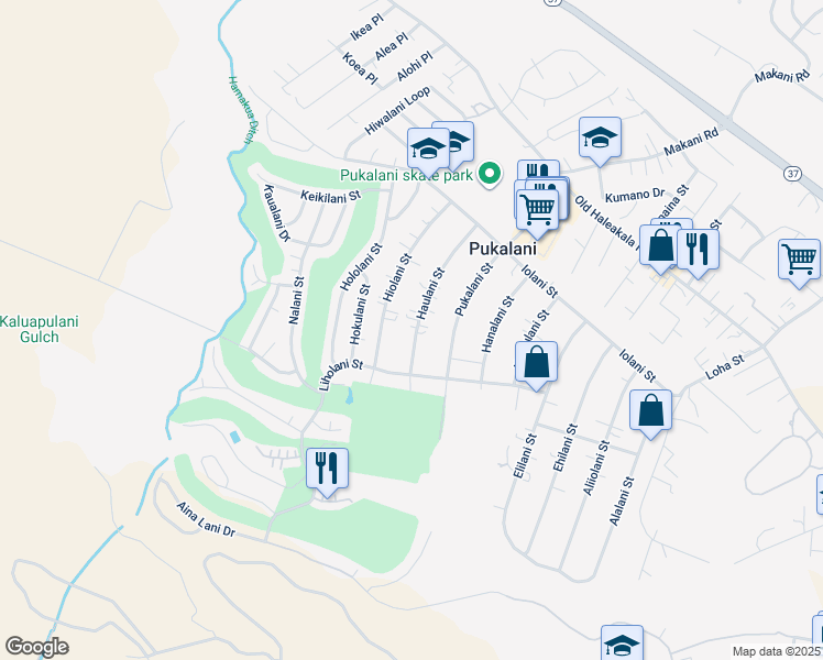 map of restaurants, bars, coffee shops, grocery stores, and more near 296 Haulani Street in Makawao