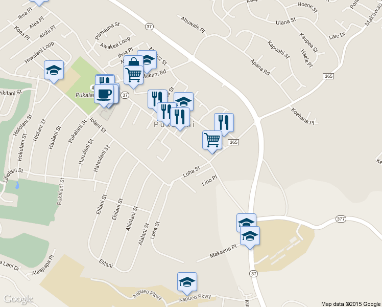 map of restaurants, bars, coffee shops, grocery stores, and more near 3416 Old Haleakala Highway in Makawao