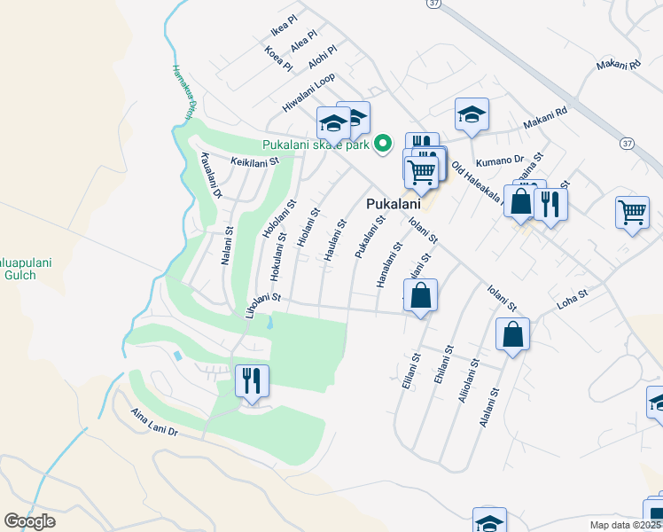 map of restaurants, bars, coffee shops, grocery stores, and more near 283 Haulani Street in Makawao