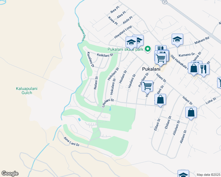 map of restaurants, bars, coffee shops, grocery stores, and more near 340 Hokulani Street in Makawao