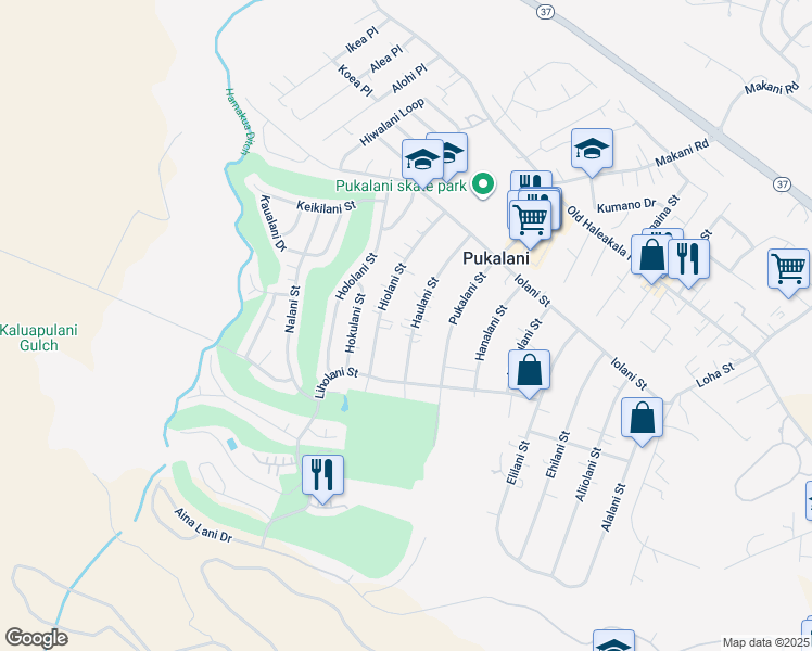 map of restaurants, bars, coffee shops, grocery stores, and more near 282 Haulani Street in Makawao