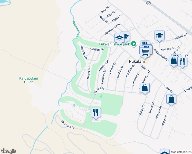 map of restaurants, bars, coffee shops, grocery stores, and more near 334 Hololani Street in Makawao