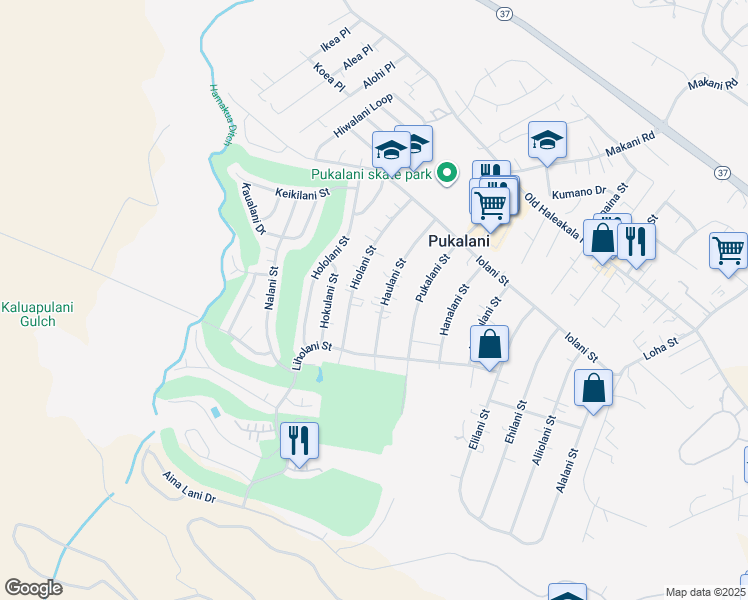 map of restaurants, bars, coffee shops, grocery stores, and more near 278 Haulani Street in Makawao