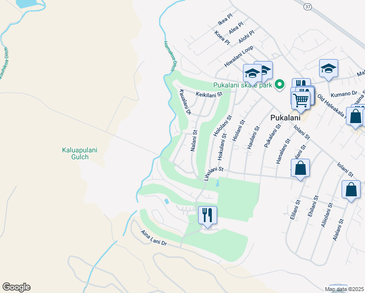 map of restaurants, bars, coffee shops, grocery stores, and more near 295 Liliuokalani Street in Makawao
