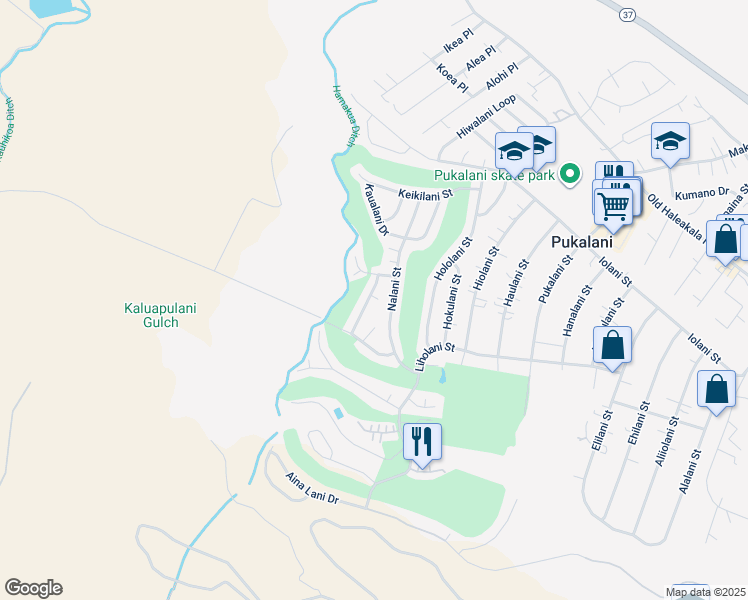 map of restaurants, bars, coffee shops, grocery stores, and more near 295 Liliuokalani Street in Makawao