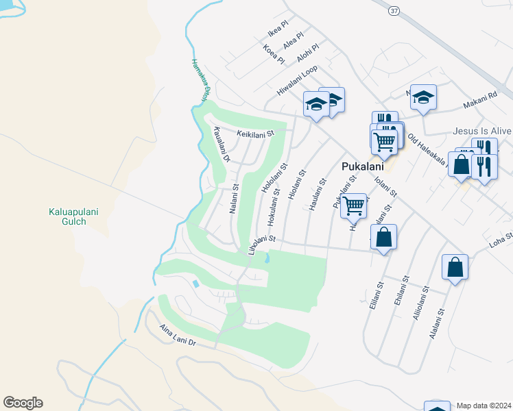 map of restaurants, bars, coffee shops, grocery stores, and more near 334 Hololani Street in Makawao