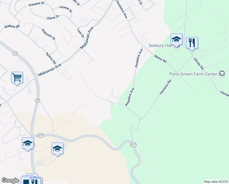 map of restaurants, bars, coffee shops, grocery stores, and more near 530 Kealaloa Avenue in Makawao