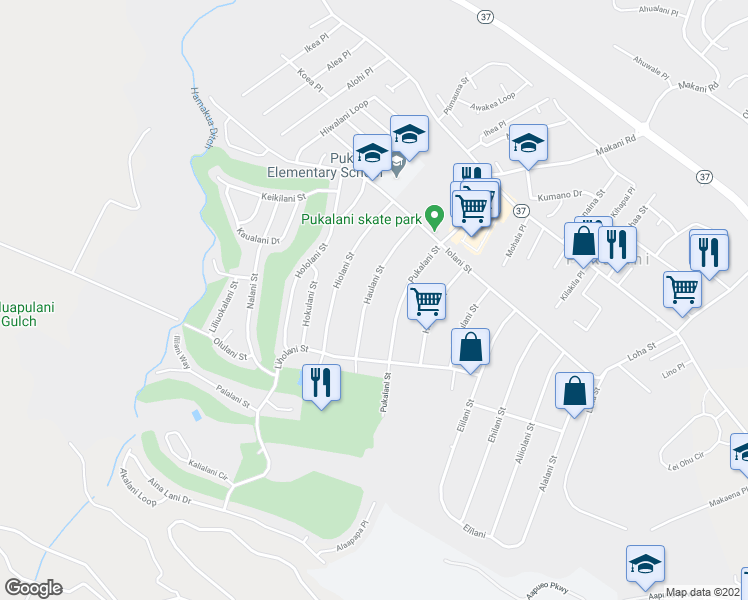map of restaurants, bars, coffee shops, grocery stores, and more near 259 Haulani Street in Makawao