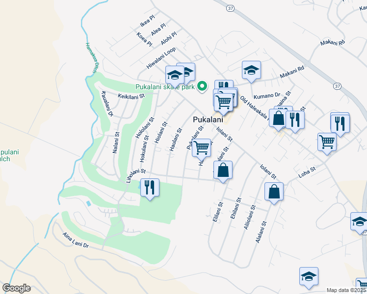 map of restaurants, bars, coffee shops, grocery stores, and more near 218 Lei Ohu Circle in Makawao