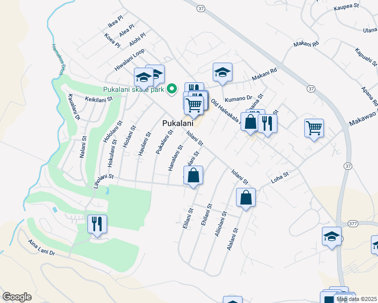 map of restaurants, bars, coffee shops, grocery stores, and more near 156 Halaulani Street in Makawao