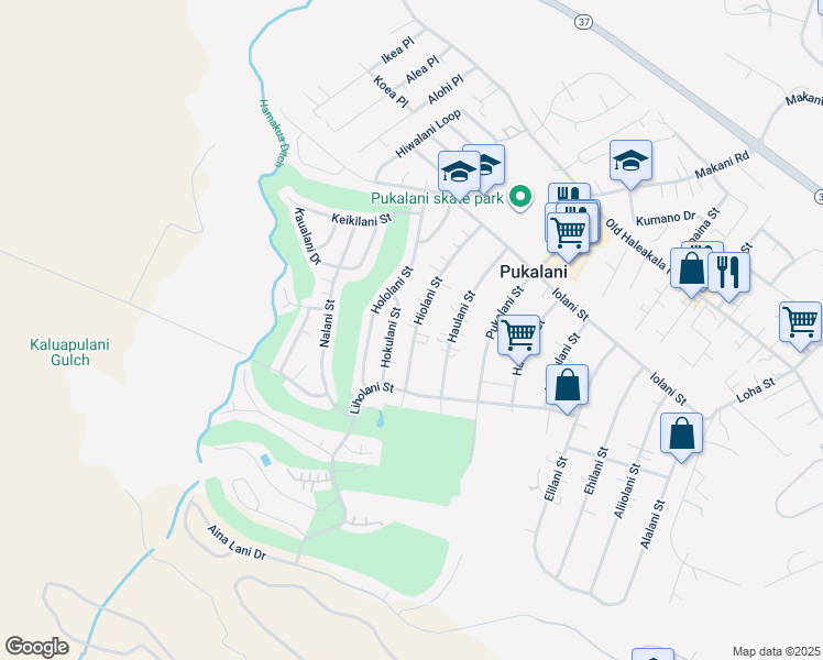 map of restaurants, bars, coffee shops, grocery stores, and more near 312 Hiolani Street in Makawao
