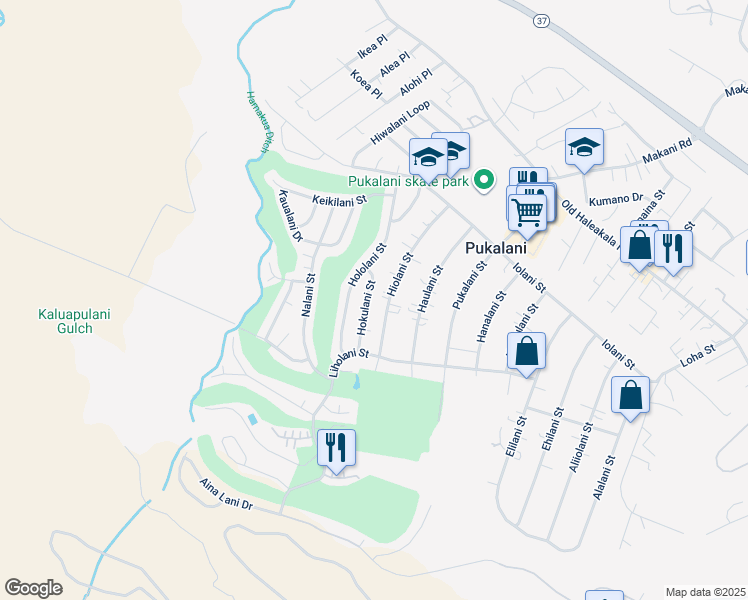 map of restaurants, bars, coffee shops, grocery stores, and more near 321 Hokulani Street in Makawao