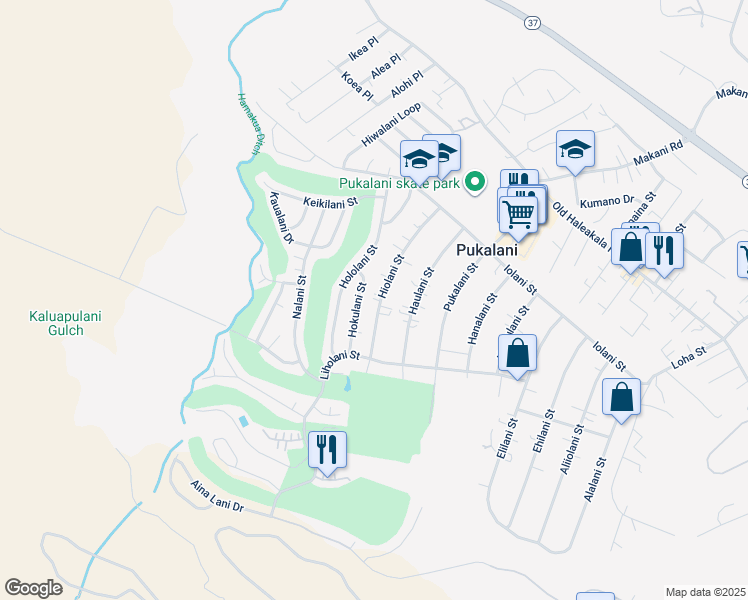 map of restaurants, bars, coffee shops, grocery stores, and more near 312 Hiolani Street in Makawao