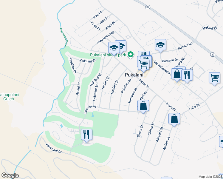map of restaurants, bars, coffee shops, grocery stores, and more near 256 Haulani Street in Makawao