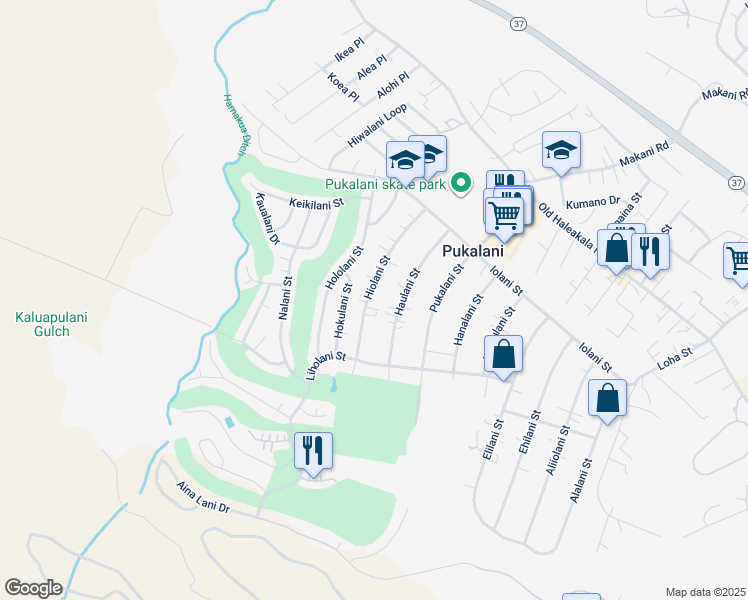 map of restaurants, bars, coffee shops, grocery stores, and more near 295 Hiolani Street in Makawao