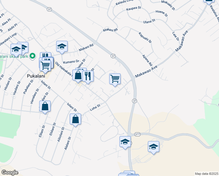 map of restaurants, bars, coffee shops, grocery stores, and more near 71 Makawao Avenue in Makawao