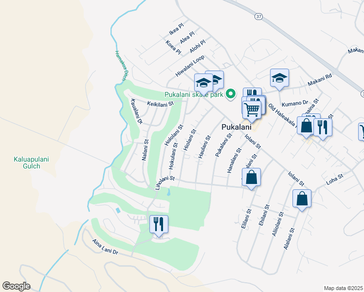 map of restaurants, bars, coffee shops, grocery stores, and more near 292 Hiolani Street in Makawao