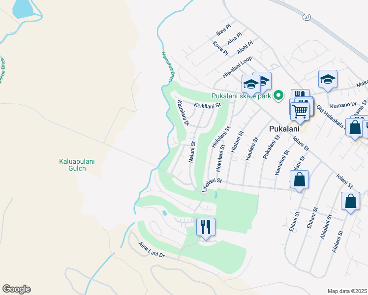 map of restaurants, bars, coffee shops, grocery stores, and more near 261 Liliuokalani Street in Makawao