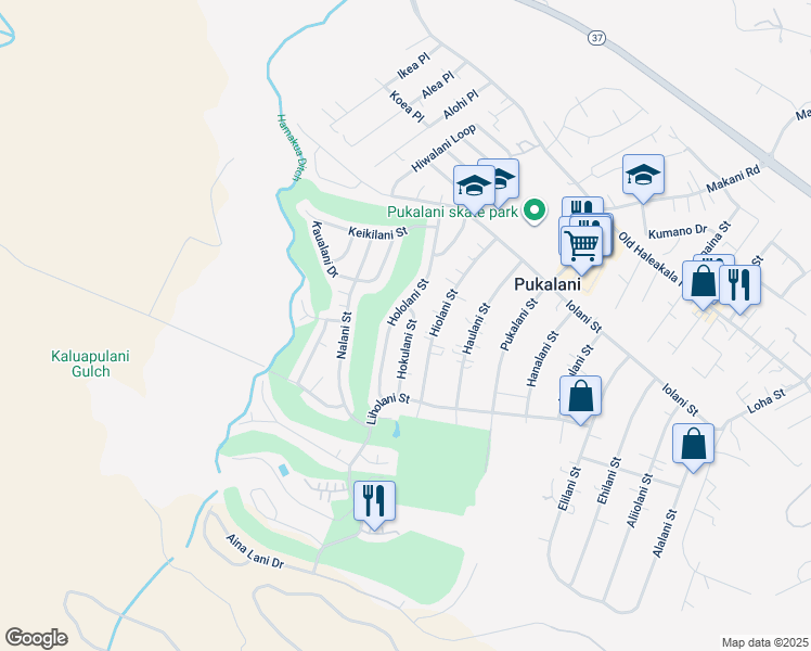 map of restaurants, bars, coffee shops, grocery stores, and more near 300 Hokulani Street in Makawao