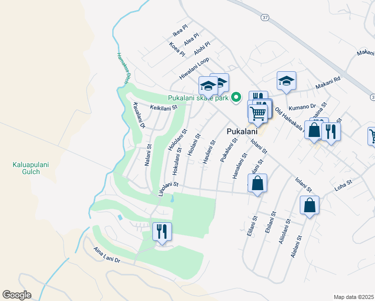 map of restaurants, bars, coffee shops, grocery stores, and more near 292 Hiolani Street in Makawao